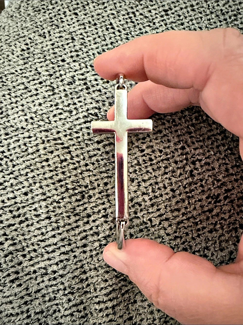 Silver Cross Torc Bangle Bracelet